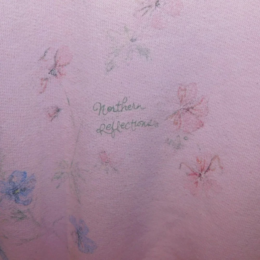 VTG 90s Northern Reflections Womens L Pink Floral Glitter detail Sweatshirt - Picture 7 of 13